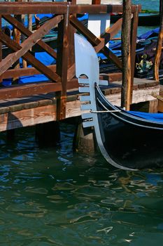 Gondola in the small canals of the romantic Venice