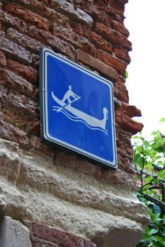 Gondola in the small canals of the romantic Venice