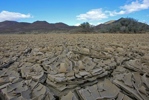 Landscape with dry earth and cracks texture, Patagonia, Argentina