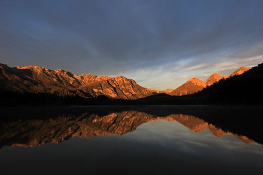 Sunrise at Lake Totoral in autumn, Lake District, Argentina