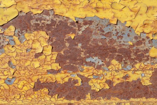 chipped paint, grunge metal surface, which has long been under the influence of different climatic conditions