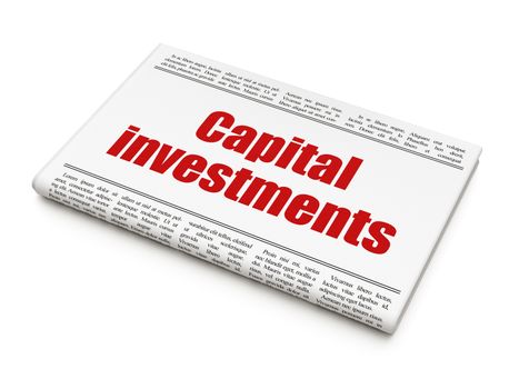 Banking concept: newspaper headline Capital Investments on White background, 3D rendering