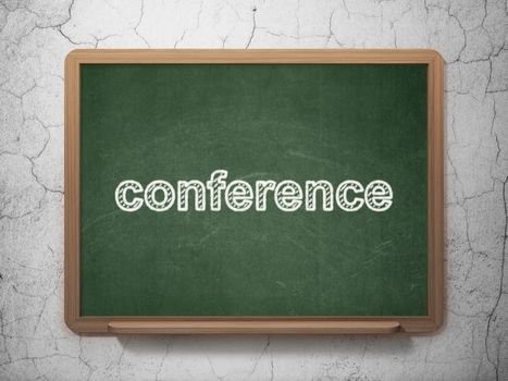Business concept: text Conference on Green chalkboard on grunge wall background, 3D rendering