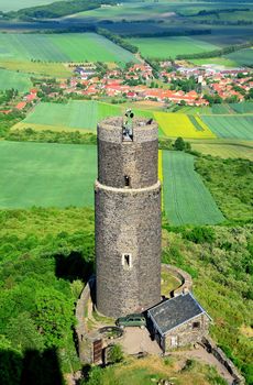 Hazmburk castle on a hill in Czech Central Mountains.