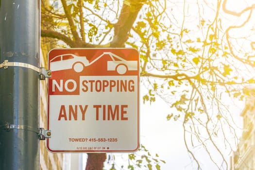 No Stopping anytime sign