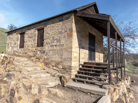 After gold was discovered in California in 1849, Dr. William Knight found a place where he build could build a covered bridge over Stanislaus River to allow him to gain access to the gold fields of California and charge a fee. These were the support buildings.