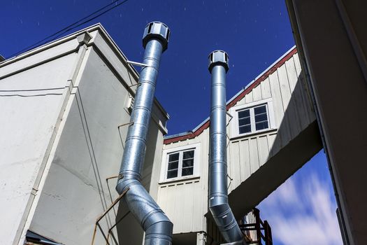 A night image of one of Mare island's old abandon building. Mare Island is located in Vallejo, California.