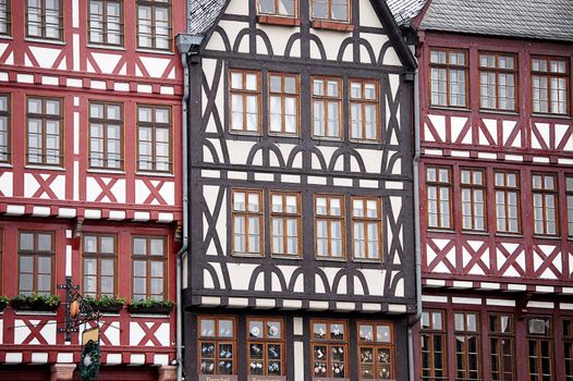 The facades of old buildings in Europe