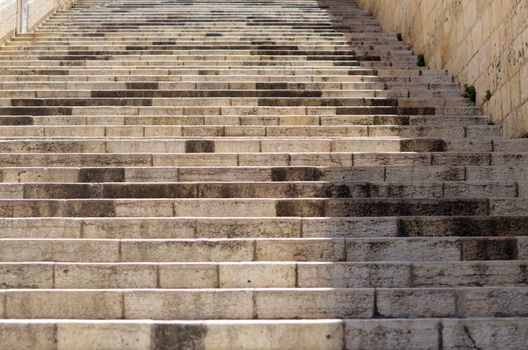 The old stone stairs in the monastery