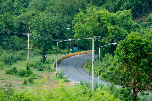 Asphalt road with Natural tree background