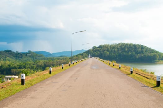 Asphalt road with Natural tree background