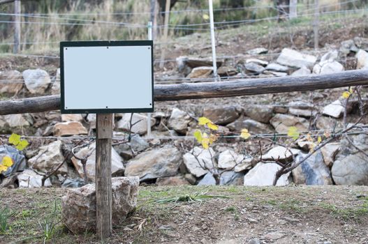 wooden sign for grapes crop