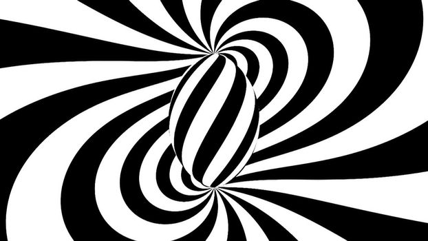 Hypnotic spiral. Black and white hypnosis. 3d rendered