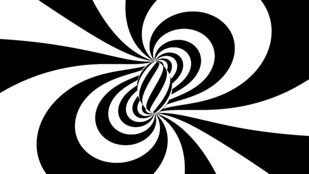 Hypnotic spiral. Black and white hypnosis. 3d rendered