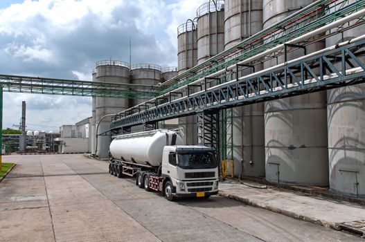 Truck, Tanker Chemical Delivery in Petrochemical Plant in Asia
