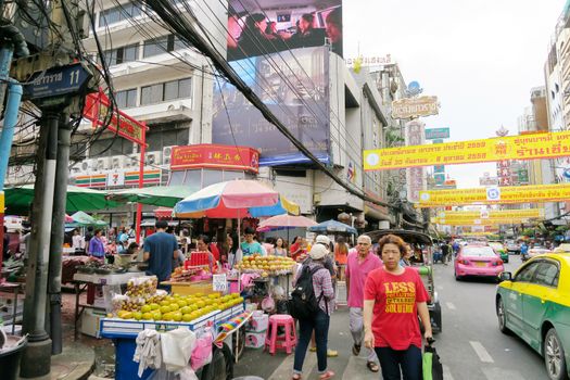 CHINATOWN, BANGKOK,THAILAND-SEPTEMBER 25, 2016:street food at Yaowarat Road. Yaowarat road is various products such as street food, gold shop.Restaurant., Famous and Popular destinations for tourists.