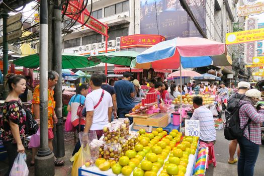 CHINATOWN, BANGKOK,THAILAND-SEPTEMBER 25, 2016:street food at Yaowarat Road. Yaowarat road is various products such as street food, gold shop.Restaurant., Famous and Popular destinations for tourists.