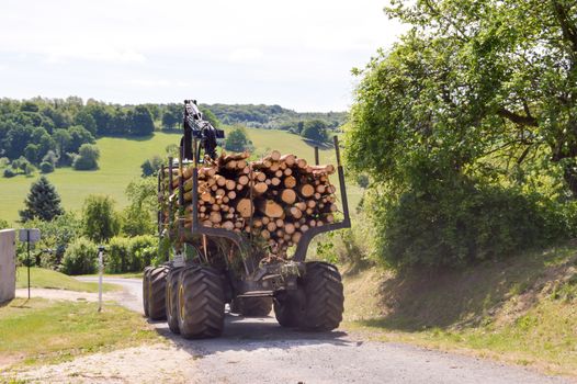 A forest carrier at the edge of a forest in the department of the Meuse in France