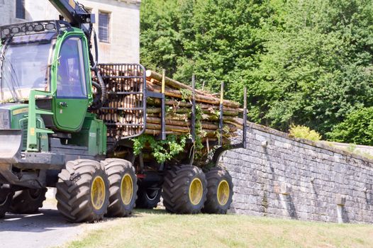 A forest carrier at the edge of a forest in the department of the Meuse in France