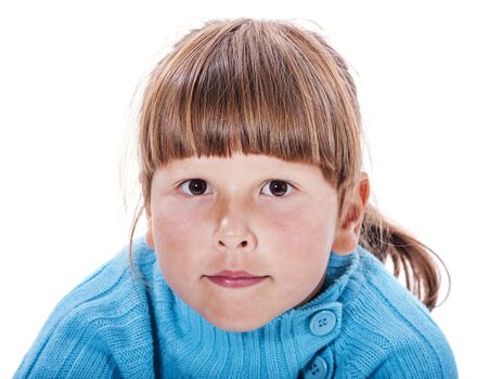 Happy smiling six years girl portrait isolated