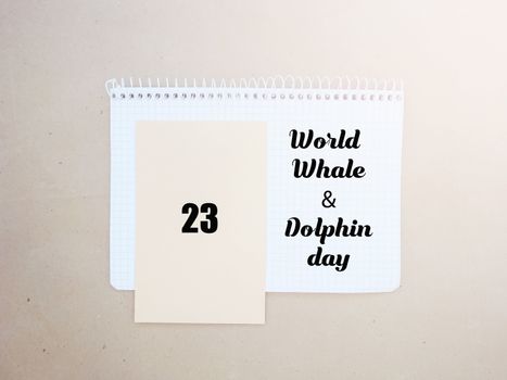 World Whale Dolphin day emblem.Calendar day July 23