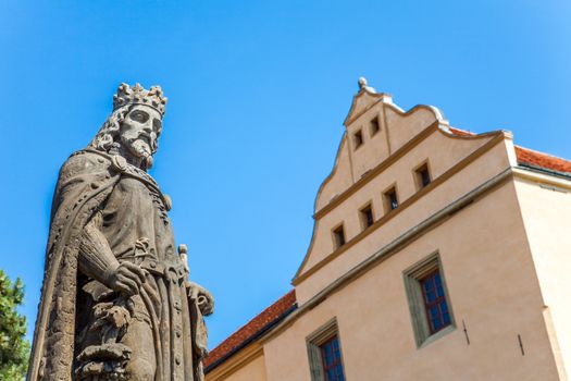Monument of Charles IV King and Emperor in front of the Castle Mělník Bohemia Czech Republic