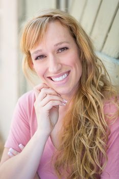 Outdoor Portrait of Young Adult Brown Eyed Woman.