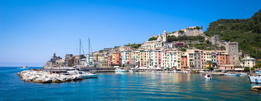 Wonderful postcard of Porto Venere during a sunny day in summer, Italy