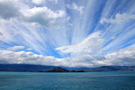 General Carrera Lake with islands, Patagonia, Chile