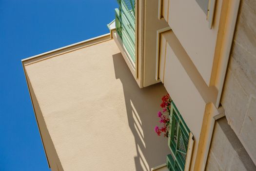 Modern apartment buildings exteriors in sunny day