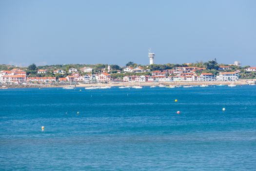 Saint jean de Luz bay with mountain on background