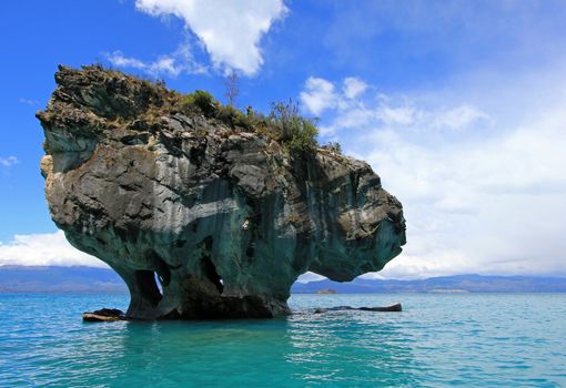 The marble cathedral chapel, Capillas De Marmol, along Carretera Austral, lake General Carrera, Puerto Tranquilo, Chile