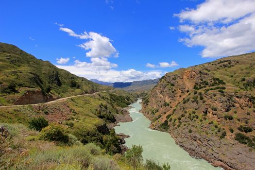 Deep blue Baker river, Carretera Austral, Route 7 Chile