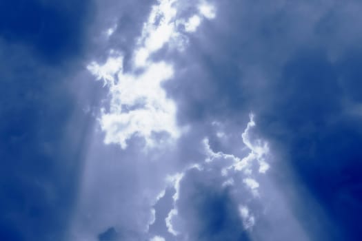 Sunbeams break through the clouds