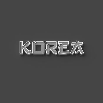 3D RENDERING WORDS "KOREA" ON BLACK PLAIN BACKGROUND