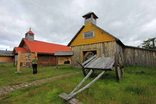 Old wooden chapel, museum, Villa O'Higgins, Carretera Austral, Patagonia Chile