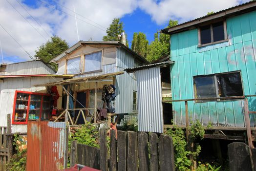 The isolated Puerto Eden in Wellington Islands, fiords of southern Chile, Province Ultima Esparanza