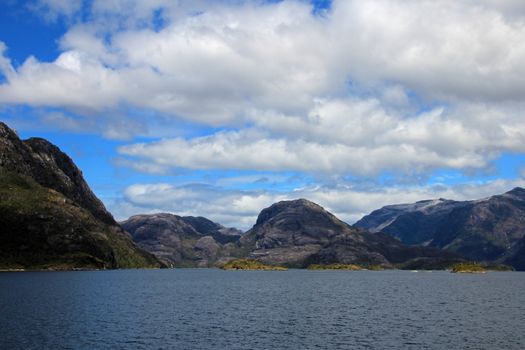 Beautiful fiord with mountains in the Bernardo O'Higgins National Park, Chile, South America