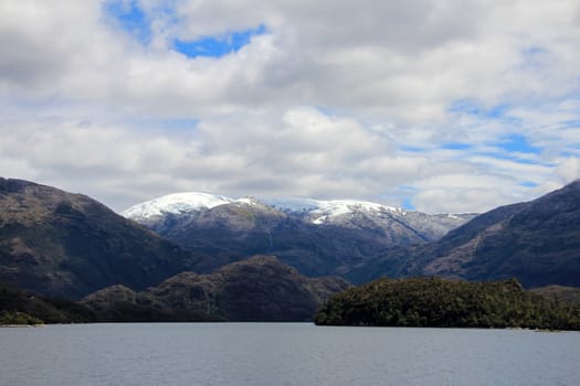 Beautiful fiord with mountains in the Bernardo O'Higgins National Park, Chile, South America