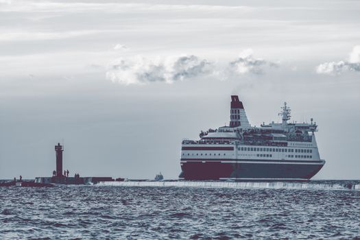 Big cruise liner. Passenger ferry sailing from Riga to Stockholm