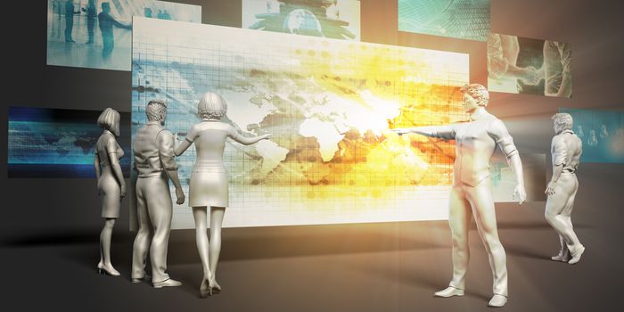 International Business Concept with Virtual Presentation Background