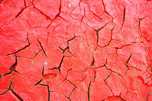 Close-up detail of cracked paint on wall. colorful