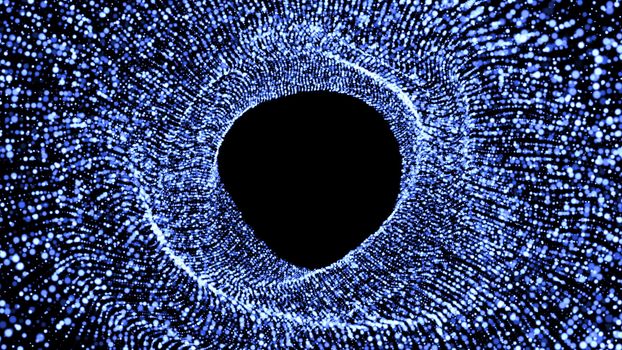Abstract background with flow particles. Digital backdrop. 3d rendered