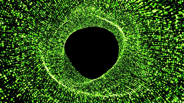 Abstract background with flow particles. Digital backdrop. 3d rendered