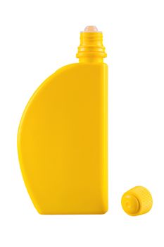 Yellow bottle isolated on a white background