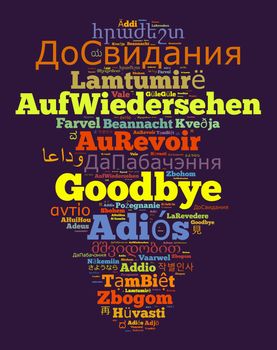 Word Goodbye in different languages word cloud concept