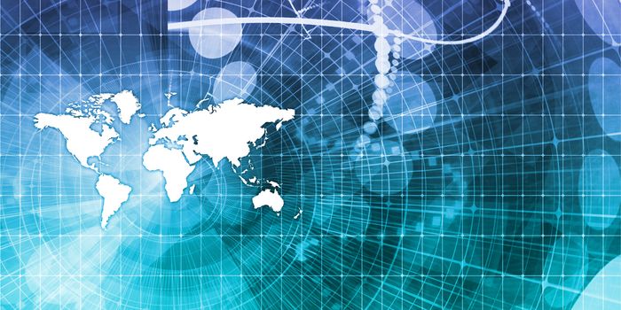 Global Communications and Financial Data Sharing Concept