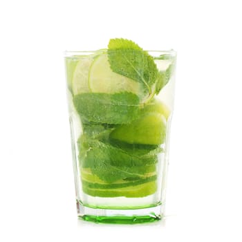 Classic long drink mojito, isolated on white background