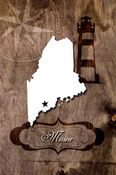 Poster Maine state map outline. Styling for tourism.