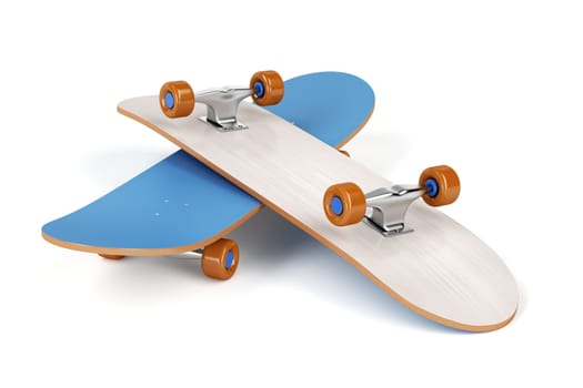 Two skateboards on white background 